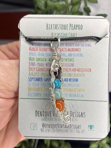 Birthstone Peas in a Pod-Customizable Gemstone PeaPod Charm (1,2,3,4,5 or 6) Necklace Wire Wrapped in your choice of wire-Mothers necklace -grandmothers pendant in Saudi Arabia