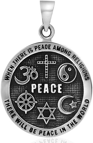 VY JEWELRY WORLD PEACE - Solid 925 Sterling Silver Pendant for Men and Women - Made in Thailand in Saudi Arabia