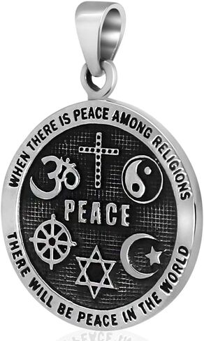 VY JEWELRY WORLD PEACE - Solid 925 Sterling Silver Pendant for Men and Women - Made in Thailand in Saudi Arabia