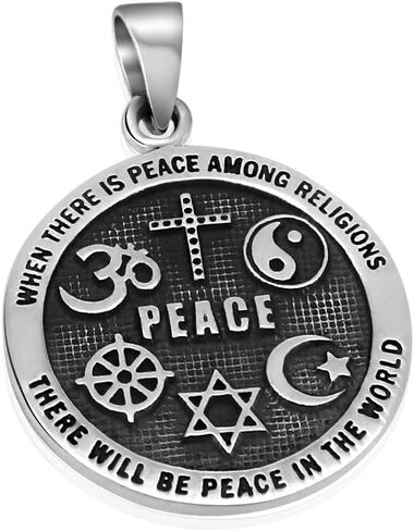 VY JEWELRY WORLD PEACE - Solid 925 Sterling Silver Pendant for Men and Women - Made in Thailand in Saudi Arabia