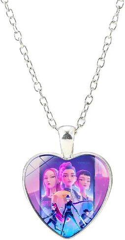 Korea pop Necklace for Movie Lovers, Colorful Heart Shape Alloy Jewelry Sweater Chain Valentines Day Easter Gift in Saudi Arabia