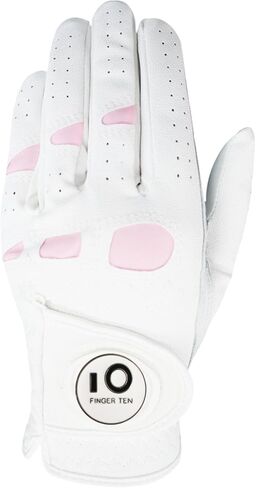 FINGER TEN Women’s Leather Golf Glove with Ball Marker Extra Grip 1 Pack, Left Right Hand Pink Fit Woman Girl, Size Small Medium Large XL in Kuwait