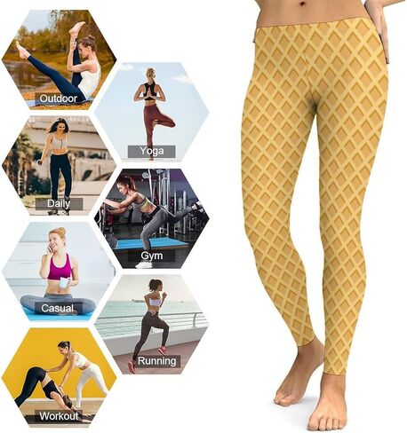 Chocolate Ice Cream Cone Texture Yoga Pants Womens Leggings Yoga Leggings for Women in Saudi Arabia