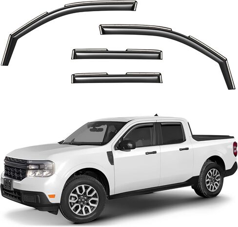 حاجبات النوافذ الجانبية ذات اللون الدخاني داخل القناة، وواقيات المطر المتوافقة مع Ram 1500 (نمط الهيكل الجديد) 2019-2026 Crew Cab - 4 قطع. GW0112 in Kuwait