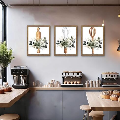 Sage Green Kitchen Canvas Wall Art Set of 3 – Framed Minimalist Eucalyptus Leaves Wall Decor Artwork, Modern Dining Room Plant Pictures Poster Prints for kitchen Home Decoration – 12x16in in Saudi Arabia