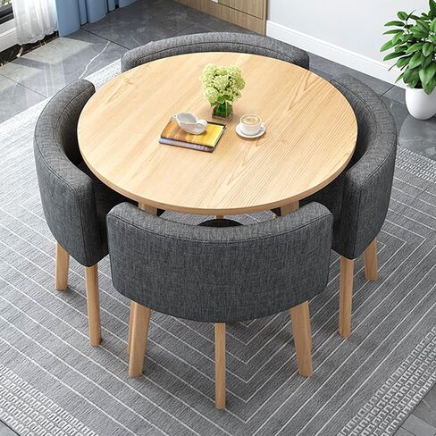Round Conference Table and Chair Combination Office Reception Room Club Table and Chair Set Small Meeting Room Table with 4 Chairs for for Living Room Balcony Cafe in Saudi Arabia