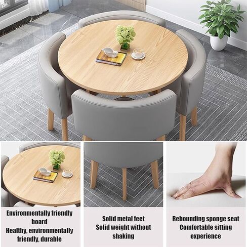 Round Conference Table and Chair Combination Office Reception Room Club Table and Chair Set Small Meeting Room Table with 4 Chairs for for Living Room Balcony Cafe in Saudi Arabia