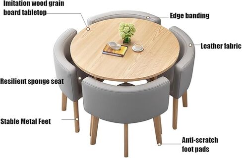 Round Conference Table and Chair Combination Office Reception Room Club Table and Chair Set Small Meeting Room Table with 4 Chairs for for Living Room Balcony Cafe in Saudi Arabia