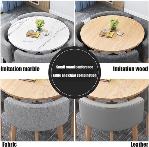 Round Conference Table and Chair Combination Office Reception Room Club Table and Chair Set Small Meeting Room Table with 4 Chairs for for Living Room Balcony Cafe in Saudi Arabia