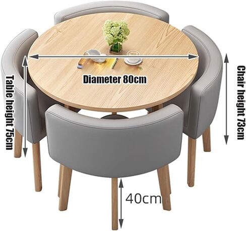 Round Conference Table and Chair Combination Office Reception Room Club Table and Chair Set Small Meeting Room Table with 4 Chairs for for Living Room Balcony Cafe in Saudi Arabia