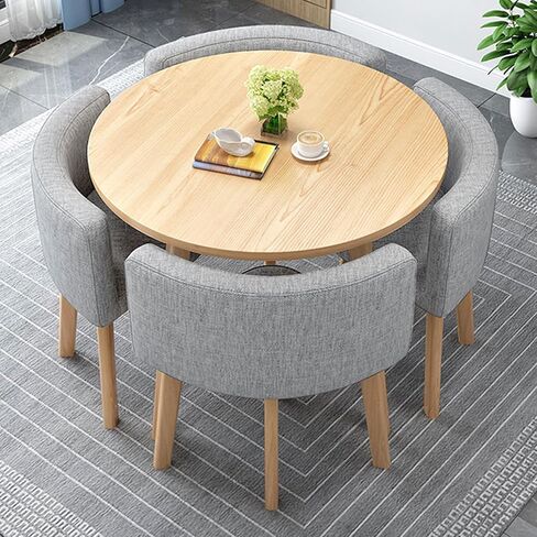 Round Conference Table and Chair Combination Office Reception Room Club Table and Chair Set Small Meeting Room Table with 4 Chairs for for Living Room Balcony Cafe in Saudi Arabia