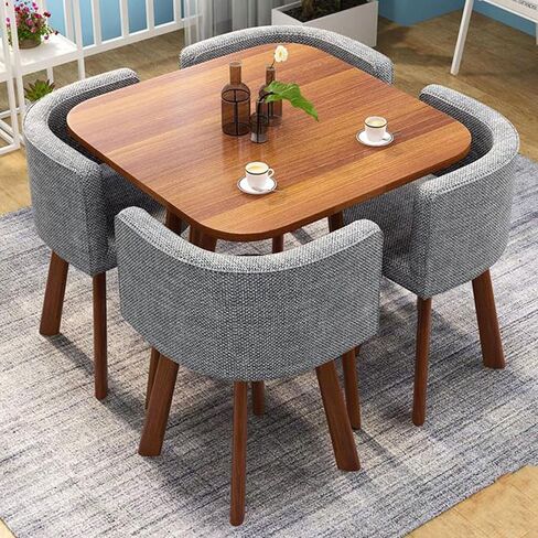 Round Conference Table and Chair Combination Office Reception Room Club Table and Chair Set Small Meeting Room Table with 4 Chairs for for Living Room Balcony Cafe in Saudi Arabia