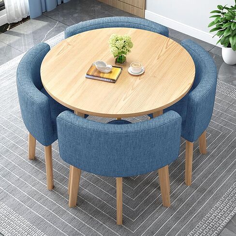 Round Conference Table and Chair Combination Office Reception Room Club Table and Chair Set Small Meeting Room Table with 4 Chairs for for Living Room Balcony Cafe in Saudi Arabia