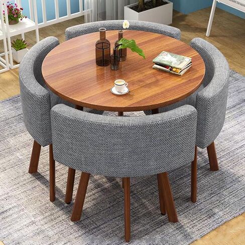 Round Conference Table and Chair Combination Office Reception Room Club Table and Chair Set Small Meeting Room Table with 4 Chairs for for Living Room Balcony Cafe in Saudi Arabia