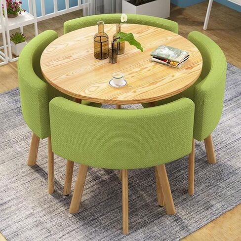 Round Conference Table and Chair Combination Office Reception Room Club Table and Chair Set Small Meeting Room Table with 4 Chairs for for Living Room Balcony Cafe in Saudi Arabia