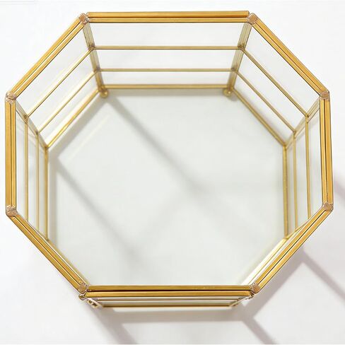 ​ Elegant Glass Jewelry Display Box, 3-Tier with Gold Frame,​ Perfect Glass Case for Displaying Collectibles & Organizing Makeup, Multi-Functional Showcase in Saudi Arabia