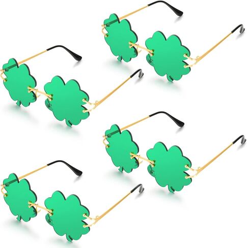 Yexiya 4 Pairs St. Patrick's Day Glasses St. Patrick's Day Accessories Irish Shamrock Sunglasses Decor Party Favors Supplies Irish Leprechaun Costume Green Sunglasses Accessories for Women Men in Saudi Arabia