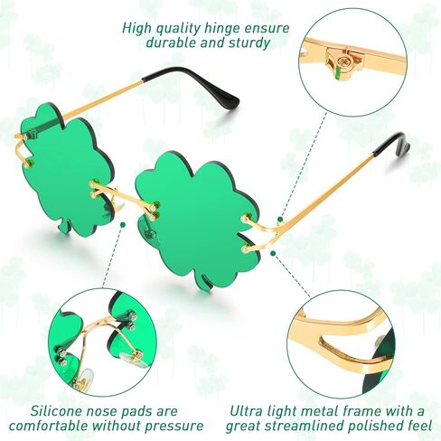 Yexiya 4 Pairs St. Patrick's Day Glasses St. Patrick's Day Accessories Irish Shamrock Sunglasses Decor Party Favors Supplies Irish Leprechaun Costume Green Sunglasses Accessories for Women Men in Saudi Arabia