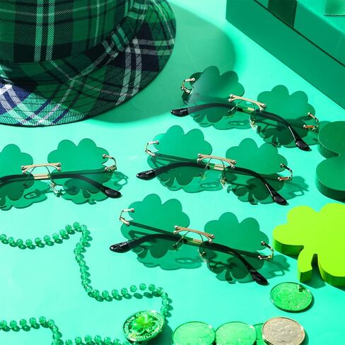Yexiya 4 Pairs St. Patrick's Day Glasses St. Patrick's Day Accessories Irish Shamrock Sunglasses Decor Party Favors Supplies Irish Leprechaun Costume Green Sunglasses Accessories for Women Men in Saudi Arabia
