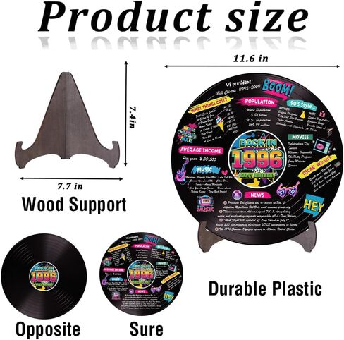 Holkcog الفينيل سجل زينة عيد الميلاد الثلاثين، ملصق حفلة عيد ميلاد ذهبي عام 1996 مع حامل، لوازم الحفلات ذات الطابع الكلاسيكي في التسعينات للرجال والنساء، هدايا لم شمل الصف للذكرى الثلاثين in Kuwait