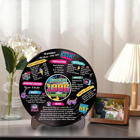 Holkcog الفينيل سجل زينة عيد الميلاد الثلاثين، ملصق حفلة عيد ميلاد ذهبي عام 1996 مع حامل، لوازم الحفلات ذات الطابع الكلاسيكي في التسعينات للرجال والنساء، هدايا لم شمل الصف للذكرى الثلاثين in Kuwait