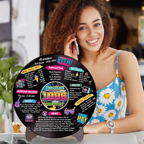 Holkcog الفينيل سجل زينة عيد الميلاد الثلاثين، ملصق حفلة عيد ميلاد ذهبي عام 1996 مع حامل، لوازم الحفلات ذات الطابع الكلاسيكي في التسعينات للرجال والنساء، هدايا لم شمل الصف للذكرى الثلاثين in Kuwait