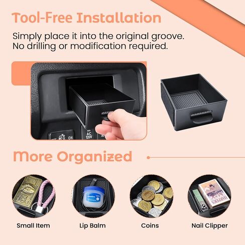 TACOBRO Center Console Storage Box for Toyota Tacoma 2016–2023 – Driver Side Cubby Drawer Organizer Tray, Coin Key Card Holder Insert, ABS Interior Accessories in Saudi Arabia