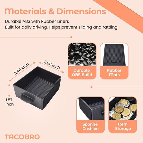 TACOBRO Center Console Storage Box for Toyota Tacoma 2016–2023 – Driver Side Cubby Drawer Organizer Tray, Coin Key Card Holder Insert, ABS Interior Accessories in Saudi Arabia