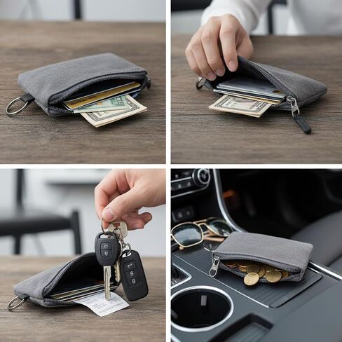 Small Coin Purse for Women ＆ Pocket Organizer,Cute Canvas Keychain & Card in Saudi Arabia