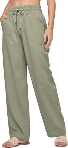 Willit Women Linen Pants Wide Leg Casual Palazzo Pants Cotton Linen Lounge Beach Summer Pants with Pockets 29" Sage Green M in Saudi Arabia