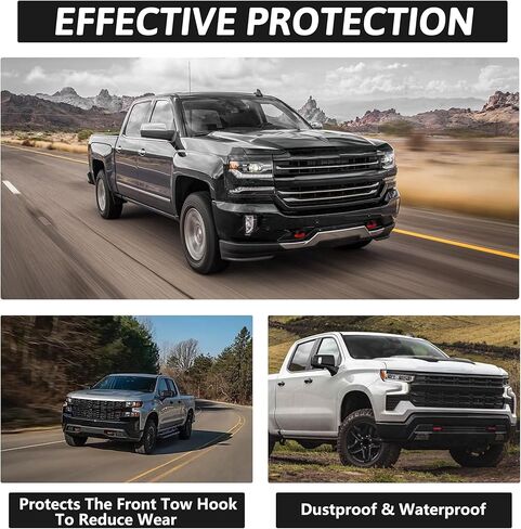 Tow Hook Covers Fit for Chevy Silverado 1500 2007-2025, Hitch Cover Front Car Tow Hooks Personalized Front Accessories with Enhanced Protection and Durable Construction Easy Installation(Red) in Saudi Arabia