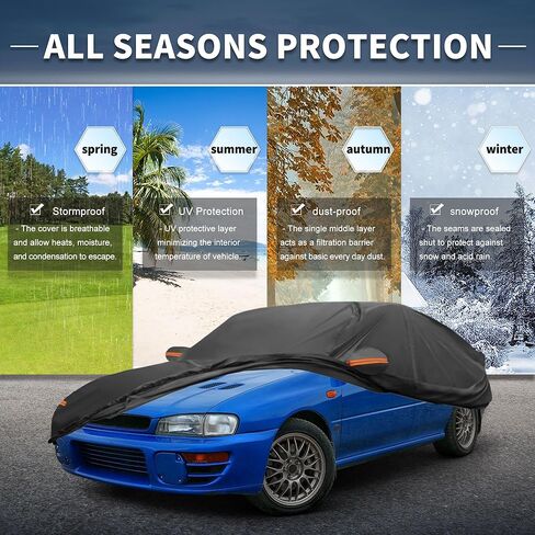 X AUTOHAUX Car Cover Outdoor Waterproof Sun Rain Snow Hail Protection with Left Side Door Zipper 210D-PU for Subaru Impreza Sedan in Saudi Arabia