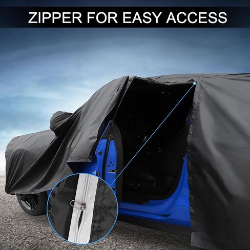 X AUTOHAUX Car Cover Outdoor Waterproof Sun Rain Snow Hail Protection with Left Side Door Zipper 210D-PU for Subaru Impreza Sedan in Saudi Arabia