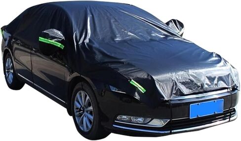 Half Car Cover, Sun Protection Heat Insulation for All Seasons, Waterproof Foldable Outdoor Auto Hood Cover, Car Snow Cover, Suitable for Most Sedans (Black) in Saudi Arabia