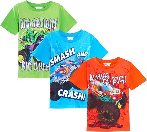 Hot Wheels 3 Pack Monster Trucks T-Shirts Kids Multipack Short Sleeve Tees in Saudi Arabia