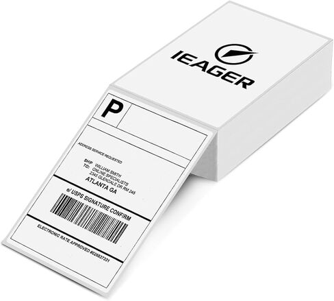ملصقات حرارية iEager مقاس 4 × 6 بوصة، ملصقات ملصقات شحن بيضاء، ملصق طابعة حرارية تجارية + درجة، 180 ملصق/عبوة in Kuwait