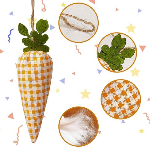 16 قطعة من زخارف معلقة على شكل جزر عيد الفصح - نمط طباعة منقوش لعيد الفصح على شكل جزرة صناعية صغيرة معلقة على شكل جزرة لحفلات عيد الفصح وديكور المنزل بنفسك in Kuwait