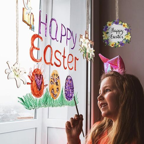 Wenqik 36 Pcs Easter Wooden Hanging Ornaments for Tree He is Risen Religious Easter Decorations Cross Egg Wooden Decor for Tree Decorations and Home Decor in Saudi Arabia
