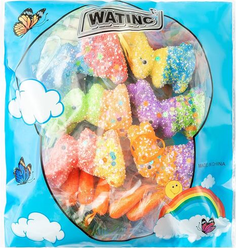 WATINC 24pcs شجرة عيد الفصح شنقا زخرفة الديكور، حزب الربيع شنق الديكور مع حبل ملون رغوة البيض الجزرة الأرنب قلادة، بريق أرنب الحرفية للمنزل المدرسة حزب لعبة الجدار لوازم الديكور in Saudi Arabia