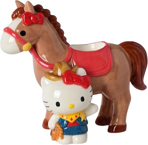 Blue Sky Clayworks Hello Kitty Cowgirl Tealight Candle Holder, Ceramic, 7" L x 4" W x 6" H, Rodeo Glow Companion in Saudi Arabia