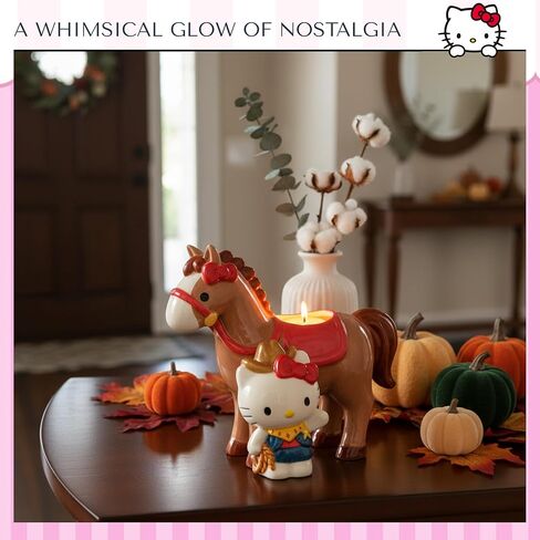 Blue Sky Clayworks Hello Kitty Cowgirl Tealight Candle Holder, Ceramic, 7" L x 4" W x 6" H, Rodeo Glow Companion in Saudi Arabia