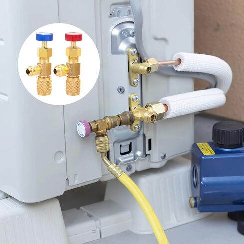 صمام شحن سريع التوصيل للتكييف، محول نحاسي، 5/16 إلى 1/4، متوافق مع R410A R22 R32، أدوات تكييف منزلية in Kuwait