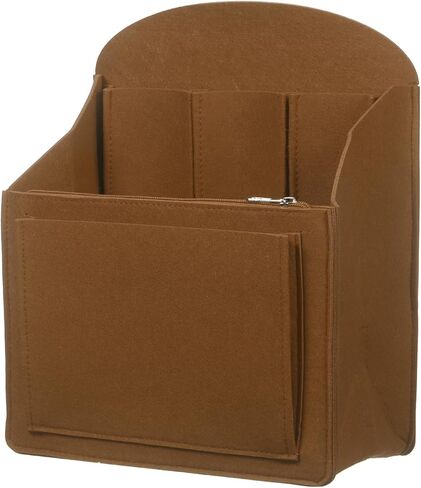 uxcell Purse Organizer Insert, Portable Felt Organizer Bag with Metal Zipper Multiple Compartments Purse Liner for Backpack Rucksack Handbag Shoulder Bag (10.6 x 5.7 x 13.6, Light Brown) in Saudi Arabia