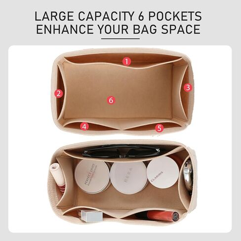 Purse Organizer Insert for Hermes Lindy, Lightweight Storage Divider for Luxury Handbag with 5 Pockets, Premium Felt Large Capacity Bag Shaper(Lindy 26/ Beige) in Saudi Arabia