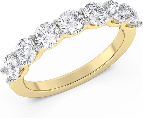 TANACHE 1-3 Carat LAB-GROWN Diamond Non Certified 7 Stone Ring for Women in 14K Gold Or Platinum, EF-VS Clarity, 4 Prong Round Brilliant Diamond Rings, Elegant Anniversary or Bridal Jewelry Gift in Saudi Arabia