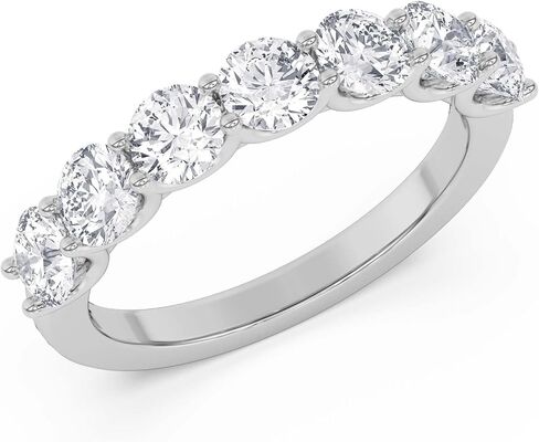 TANACHE 1-3 Carat LAB-GROWN Diamond Non Certified 7 Stone Ring for Women in 14K Gold Or Platinum, EF-VS Clarity, 4 Prong Round Brilliant Diamond Rings, Elegant Anniversary or Bridal Jewelry Gift in Saudi Arabia