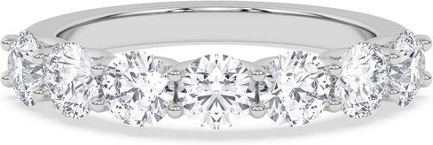 TANACHE 1-3 Carat LAB-GROWN Diamond Non Certified 7 Stone Ring for Women in 14K Gold Or Platinum, EF-VS Clarity, 4 Prong Round Brilliant Diamond Rings, Elegant Anniversary or Bridal Jewelry Gift in Saudi Arabia