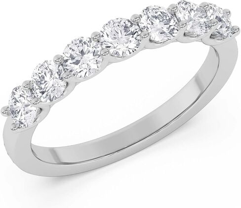 TANACHE 1-3 Carat LAB-GROWN Diamond Non Certified 7 Stone Ring for Women in 14K Gold Or Platinum, EF-VS Clarity, 4 Prong Round Brilliant Diamond Rings, Elegant Anniversary or Bridal Jewelry Gift in Saudi Arabia