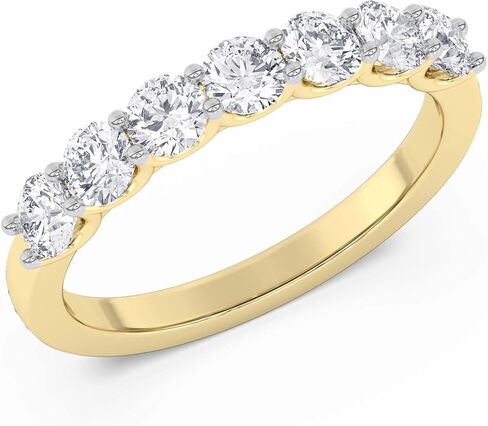 TANACHE 1-3 Carat LAB-GROWN Diamond Non Certified 7 Stone Ring for Women in 14K Gold Or Platinum, EF-VS Clarity, 4 Prong Round Brilliant Diamond Rings, Elegant Anniversary or Bridal Jewelry Gift in Saudi Arabia