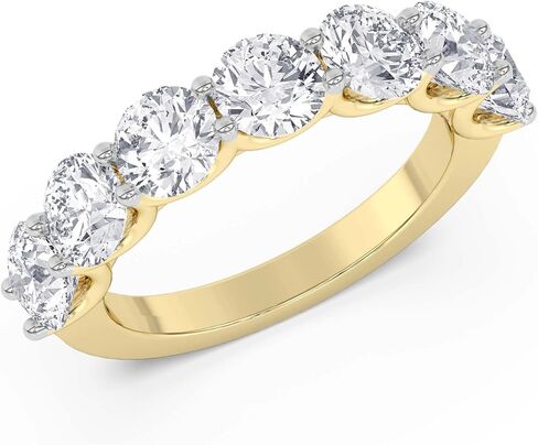 TANACHE 1-3 Carat LAB-GROWN Diamond Non Certified 7 Stone Ring for Women in 14K Gold Or Platinum, EF-VS Clarity, 4 Prong Round Brilliant Diamond Rings, Elegant Anniversary or Bridal Jewelry Gift in Saudi Arabia